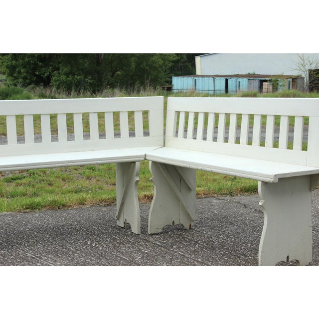 White Antique Corner Bench, Czechoslovakia 1940s, Set of 2 For Sale - Image 8 of 13