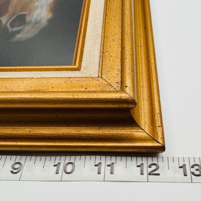 Wood Vintage Gold Framed Pastel Painting of Palomino Mare Horse W/ Foal Equestrian Art For Sale - Image 7 of 15