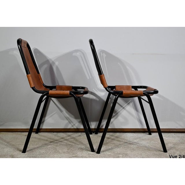 Set of Metal and Leather Chairs, 1960 For Sale - Image 17 of 18