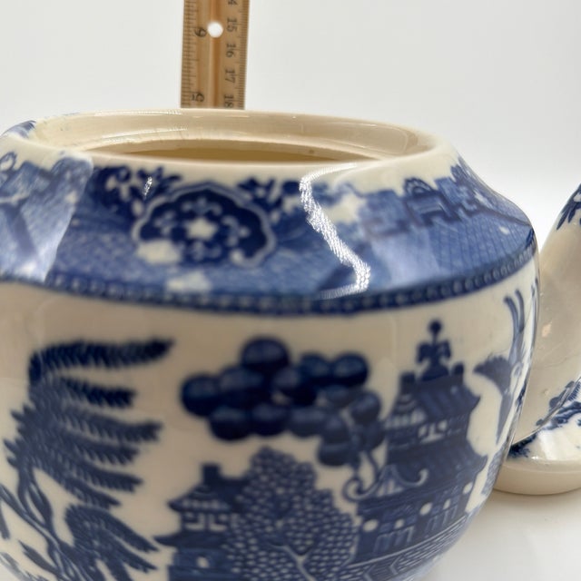 Vintage Japanese Blue & White Willow Transferware Teapot For Sale - Image 12 of 12