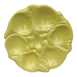 Mid-Century Majolica Yellow Oyster Plate Vallauris