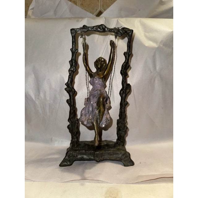 Auguste Moreau, Lady on Swing Sculptural Bronze For Sale - Image 9 of 9