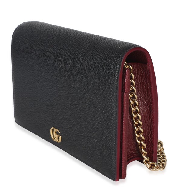 Gucci Gucci Black Red Dollar Calfskin GG Chain Wallet For Sale - Image 4 of 7