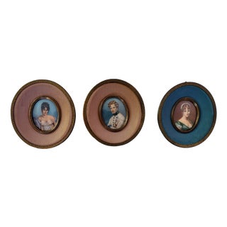 Unknown, Set of 3 Miniature Empire-Style Napoleonic Figures, 1800s, Gouache For Sale