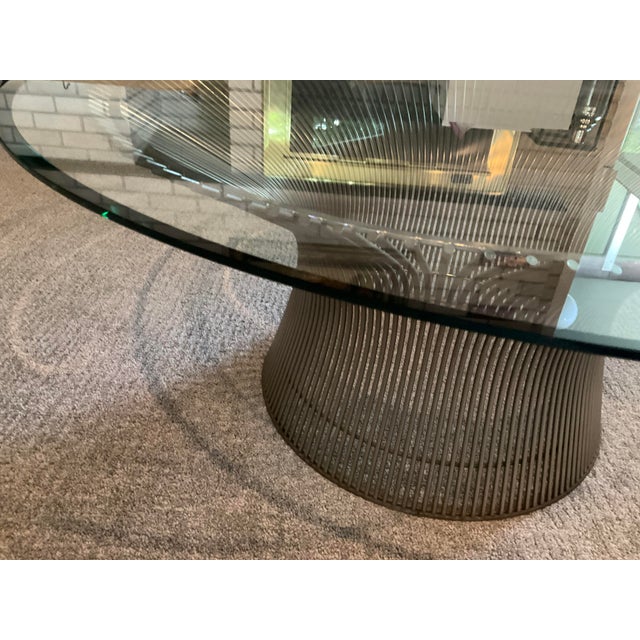 Original Warren Platner Mid-century modern chrome/nickel and glass top coffee table. This classic brings elegant style to...