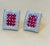 Estate 3 Ct Ruby & 3 Ct Diamonds Square Post Earrings 18 Karat Yellow Gold 13.5G For Sale - Image 10 of 18