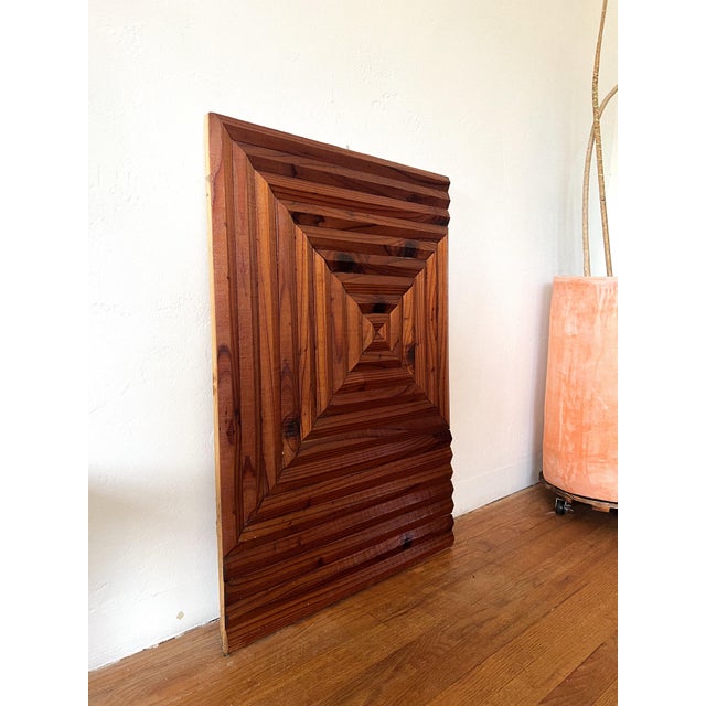 1970s 1970s Vintage Geometric Wood Wall Sculpture, Brutalist Relief Panel For Sale - Image 5 of 8