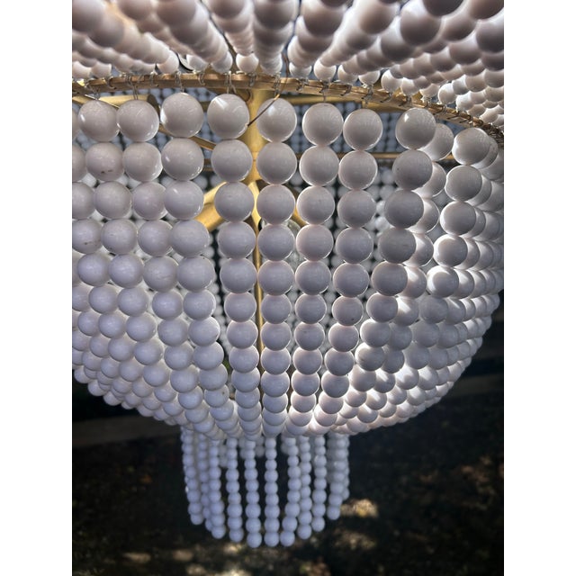 American Visual Comfort Signature Aerin "Jacqueline" Unused Two-Tier Chandelier - Antique Brass & White Acrylic For Sale - Image 3 of 12