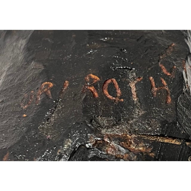 Signed Uri Roth 20th Century Hand Carved Wood Sculpture Powerful 1996 signed hand-carved wood sculpture by Uri Roth....