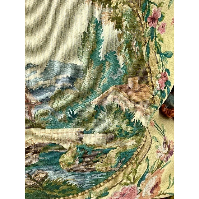 Vintage Cottage Scene Petit Point Pillow For Sale In Atlanta - Image 6 of 8