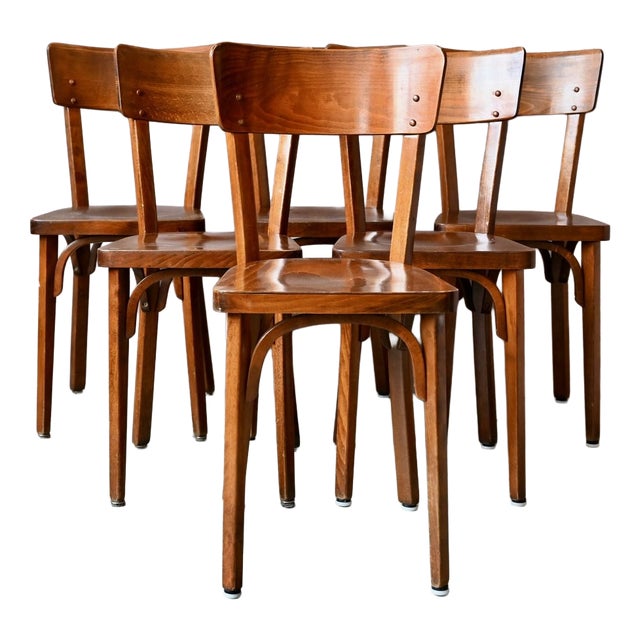 Bent Beech Bistro Chairs by Joamin Baumann for Baumann, 1970s, Set of 6 For Sale