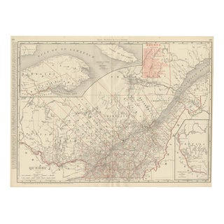 Antique Map of Quebec with Gaspé Inset from Rand McNally, 1899 For Sale