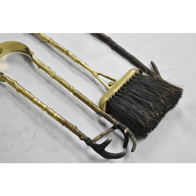 Vintage Scandanavian Viking Soldier Figure Solid Brass Fireplace Tool Set For Sale - Image 16 of 17