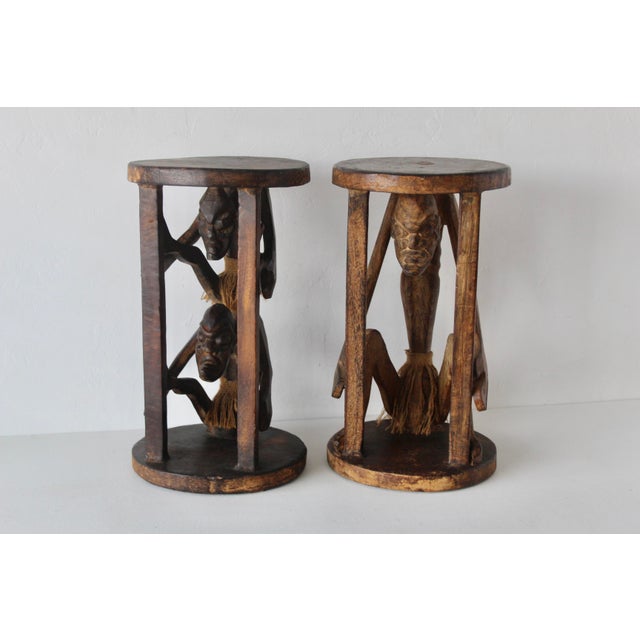 Vintage African Figural Carved Tables-a Pair For Sale In Miami - Image 6 of 18