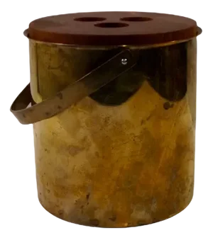 Mid-Century Brass & Teak Cylinda-Line Ice Bucket by Arne Jacobsen for Stelton, 1960s