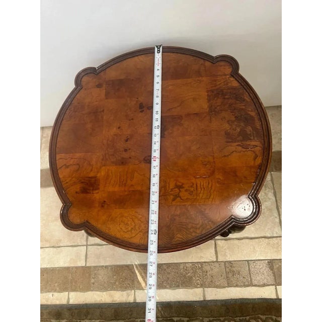 1980s Vintage Hekman Round Table With Drawer French Style Burl Mahogany For Sale - Image 10 of 10