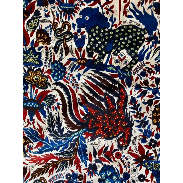 Mid-Century Modern Vintage Authentic Dutch Java Fabric Chintz Wall Hanging With Intricate Animal and Floral Motifs For Sale - Image 3 of 9