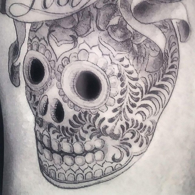 Small 2015 limited to 50 print edition " Los Angeles Skull Tattoo" by Mark Mahoney Giclee print on 11" X 8 1/2" inch...