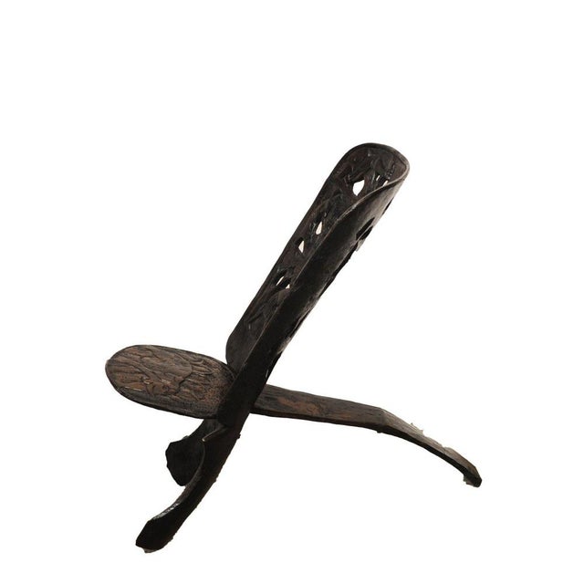 Hand Carved Hardwood African Palaver Chair, 1950s For Sale - Image 3 of 11