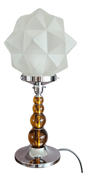Art Deco Table Lamp with Frosted Glass Star Shade, 1930s