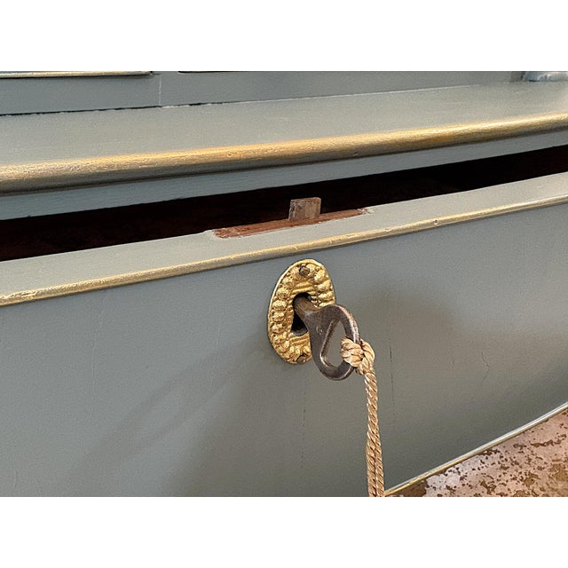 Antique Sheraton Style Bowfront Chest of Six Drawers With Locks and Key, New Paint and Knobs For Sale - Image 10 of 18