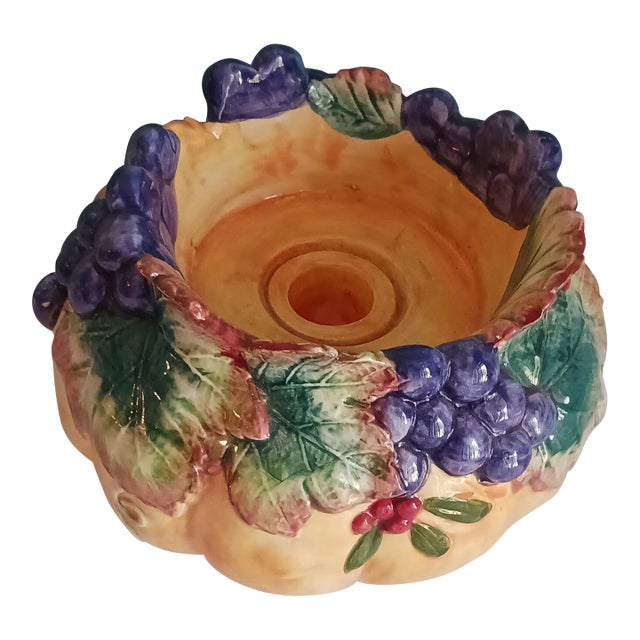 Vintage "Thanksgiving Banquet" by Fitz and Floyd 1993-98 Candleholder For Sale
