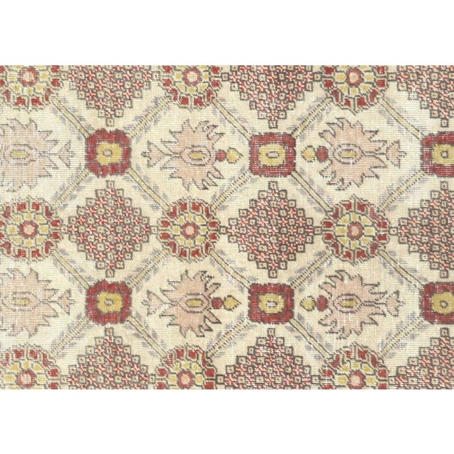 1960s Turkish Oushak Rug. Handwoven with wool on wool foundation in the Oushak region of Western Turkey. The Anatolian...