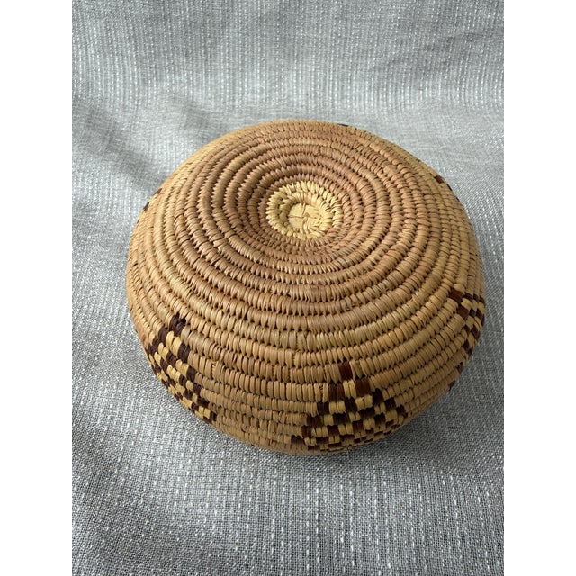 Woven Vintage Geometric Coil Basket For Sale - Image 14 of 15