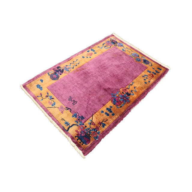 1920s 3'x4' Vintage Chinese Art Deco Rug | Hand-Knotted Wool Rug For Sale - Image 5 of 9