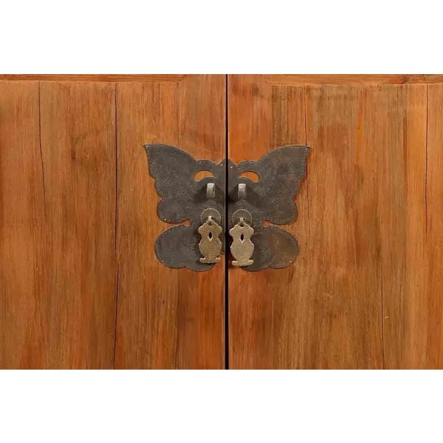 Brown Large 19th Century Wooden Wedding Cabinet with Butterfly Hardware For Sale - Image 8 of 11