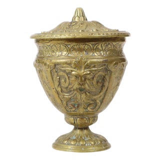 Brass Cup with Lid Mythical Figure For Sale