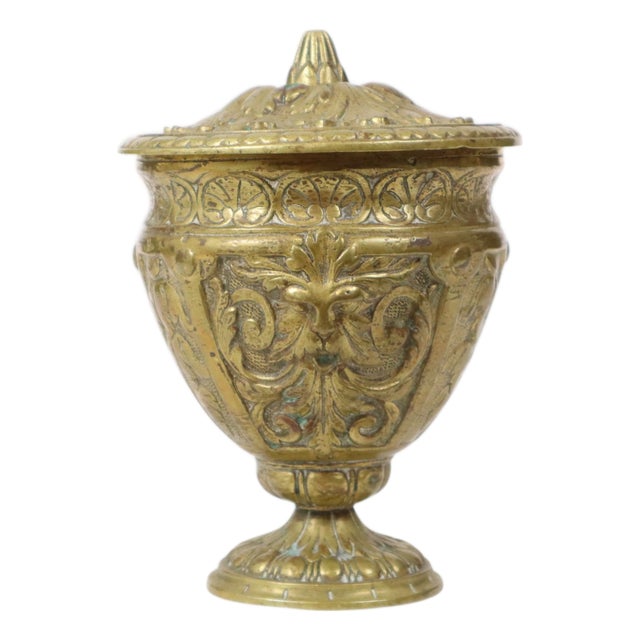 Brass Cup with Lid Mythical Figure For Sale
