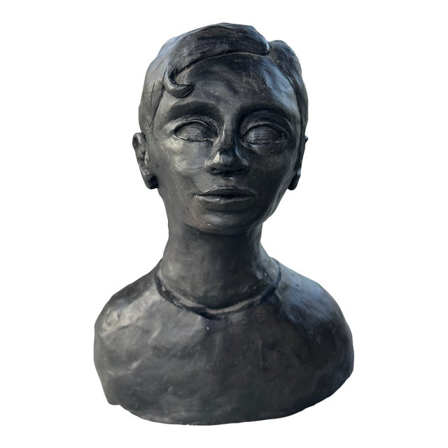 Vintage Plaster Bust of a Young Man -Signed For Sale