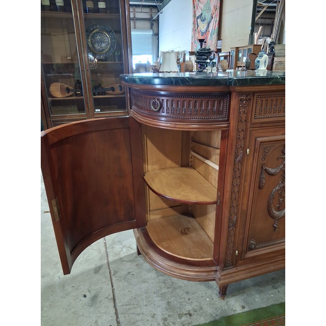 Antique French Louis XVI Revival Mahogany Marble Top Dining Room Suite For Sale - Image 15 of 18