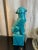 Vintage terracotta turquoise Chinoiserie large Foo dog figurine or bookend.