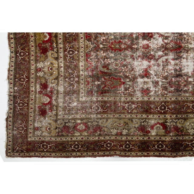 1900 - 1909 1900s Blue Antique Persian Mahal Wool Rug With Allover Pattern For Sale - Image 5 of 12