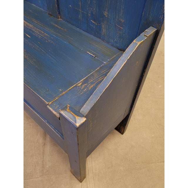 Antique German Pine Storage Bench With Cobalt Blue Paint Chairish