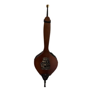Vintage Nautical Wood Fireplace Bellows With Sailing Ship For Sale