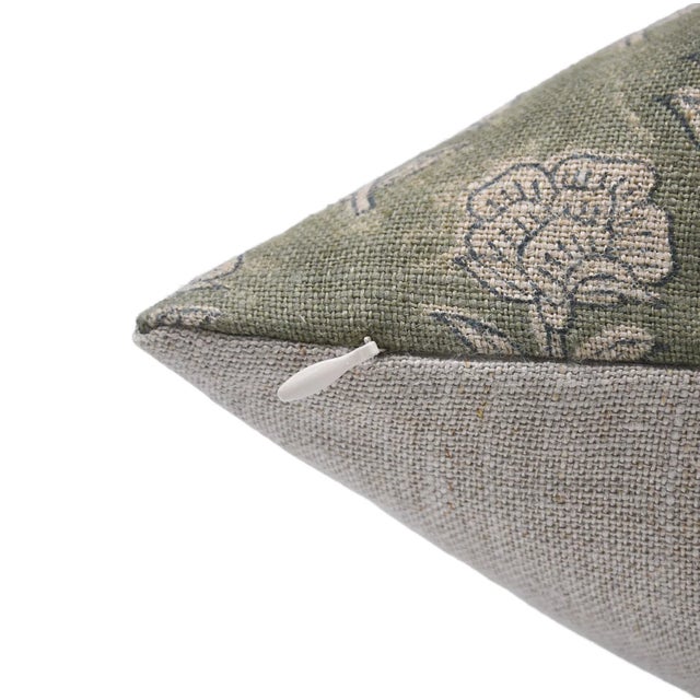 Rustic Indoor Pillow Covers Hand Block Printed Thick Linen 14x14 Inch- Rohini For Sale - Image 3 of 5