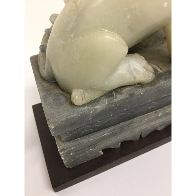 Gray Vintage Chinese Art Soapstone Guard Lion For Sale - Image 8 of 11