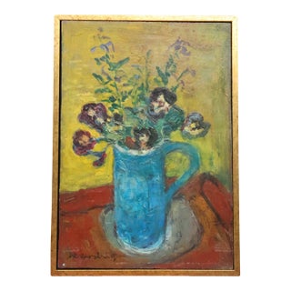 20th Century French Purple Flowers Painting by Robert Rodrigue For Sale