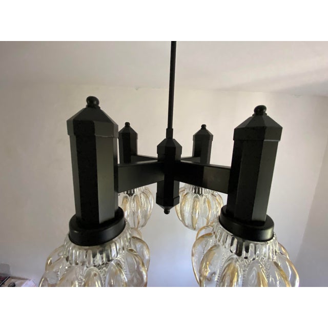 Mid-Century Modern Four-Light Chandelier with Glass Shades from Svetila Kozole, Yugoslavia, 1975 For Sale - Image 10 of 18