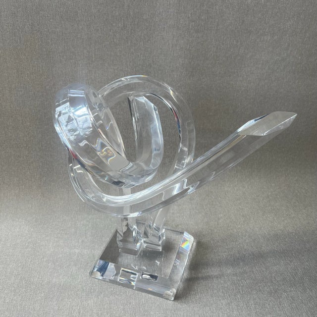 Abstract 1980s Signed Twisted Lucite Sculpture by Shlomi Haziza For Sale - Image 3 of 5