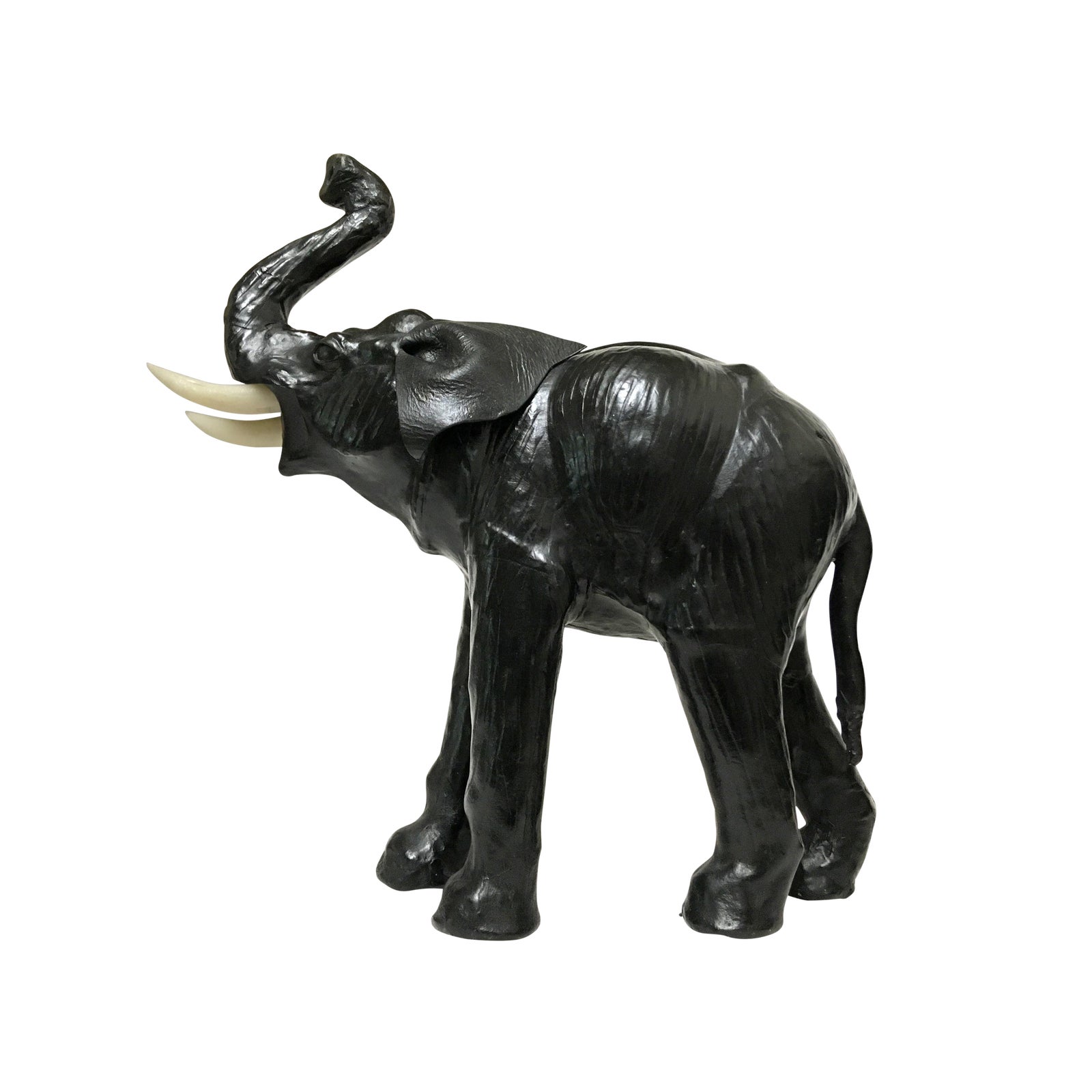 Vintage Handmade Large Black Leather Elephant Figurine Chairish