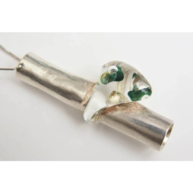 Vintage Bjorn Weckstrom for Lapponia Sculptural Sterling Silver & Resin Necklace For Sale In Miami - Image 6 of 10