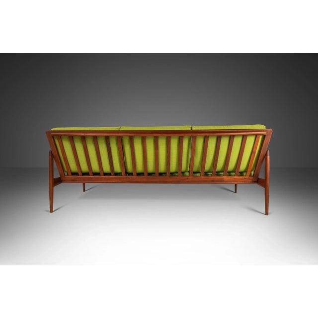 1960s Kandidaten Three Seater Sofa in Lime Green Fabric by Ib Kofod-Larsen for Olof Person, Denmark, Circa 1960's For Sale - Image 5 of 13