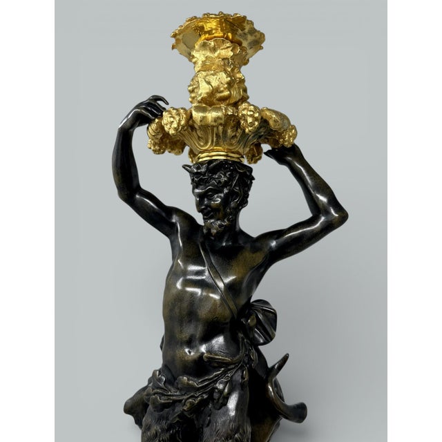 Antique Pair French Bronze Ormolu Candlesticks Albert-Ernest Carrier-Belleuse For Sale - Image 10 of 13