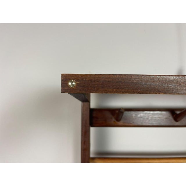 Mid-Century Modern European Wooden Wall Coat Rack with Hat Shelf, 1950s For Sale - Image 10 of 12