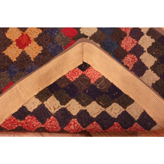 American Nazmiyal Collection Bold Geometric Pattern Antique American Hooked Rug For Sale - Image 3 of 6
