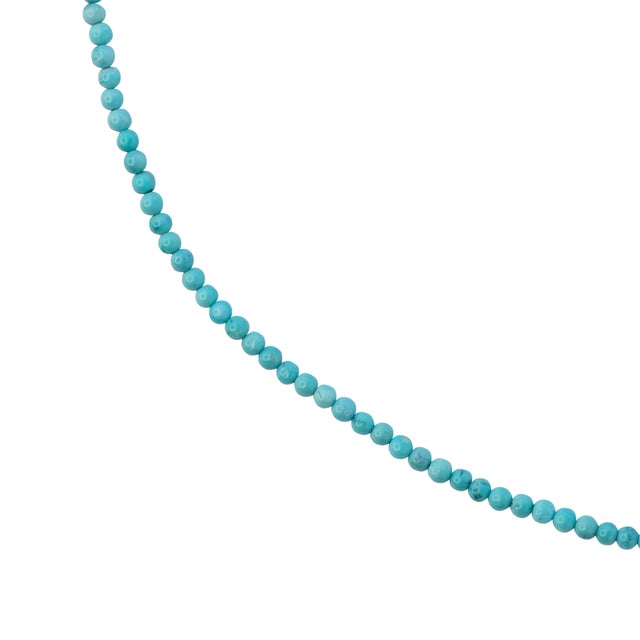 Tiny Turquoise 14k Gold Necklace For Sale In New York - Image 6 of 9